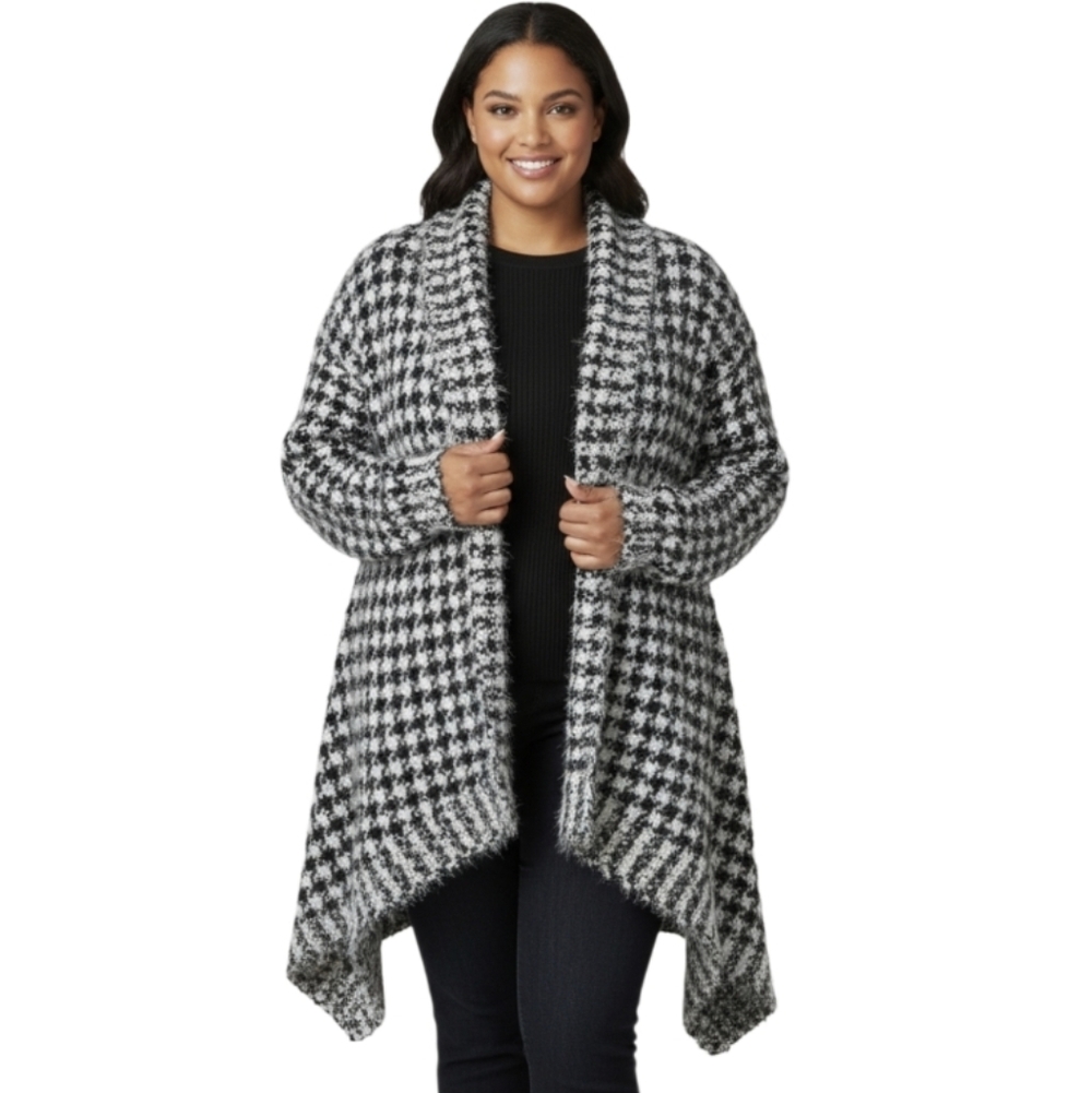 Vince Camuto Black and White Textured Cardigan